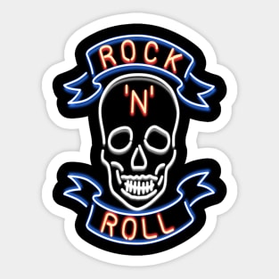 Rock and Roll Neon Skull Sticker